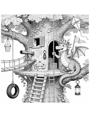 Dragon Treehouse Coloring Page – Free Printable 2026 | Paint With Purpose