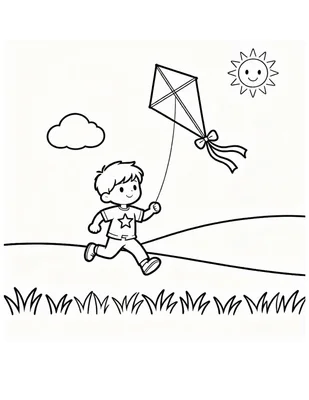 Boy Flying Kite Coloring Page – Free Printable 2026 | Paint With Purpose